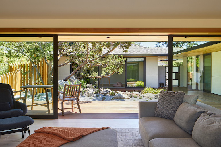 A Japanese Zen Garden Is the Stunning Centerpiece of this Midcentury Modern Home Remodel