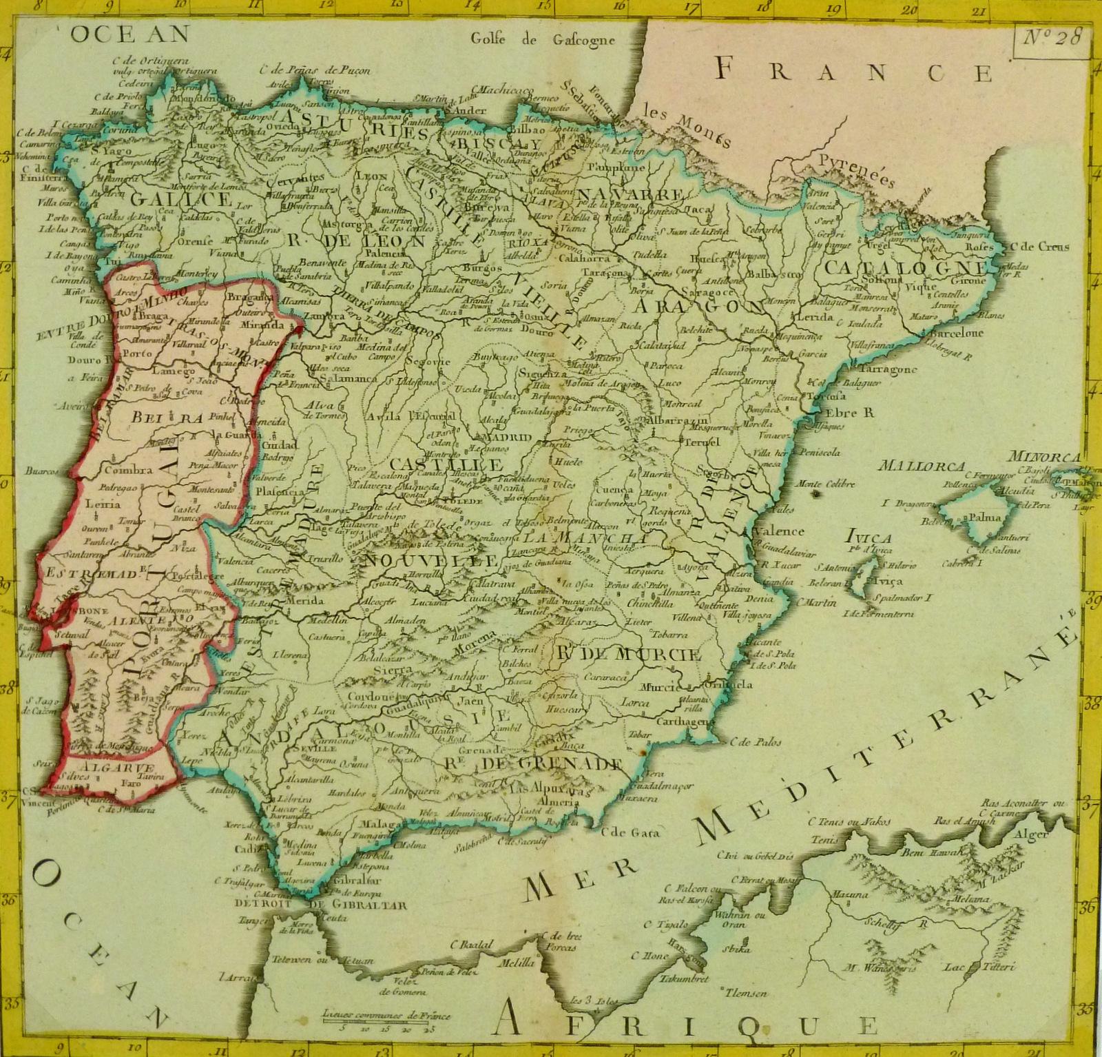 Old map of Spain ancient and historical map of Spain
