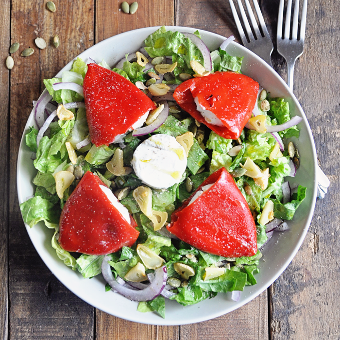 Spanish Roasted Pepper and Goat Cheese Salad Spain on a Fork