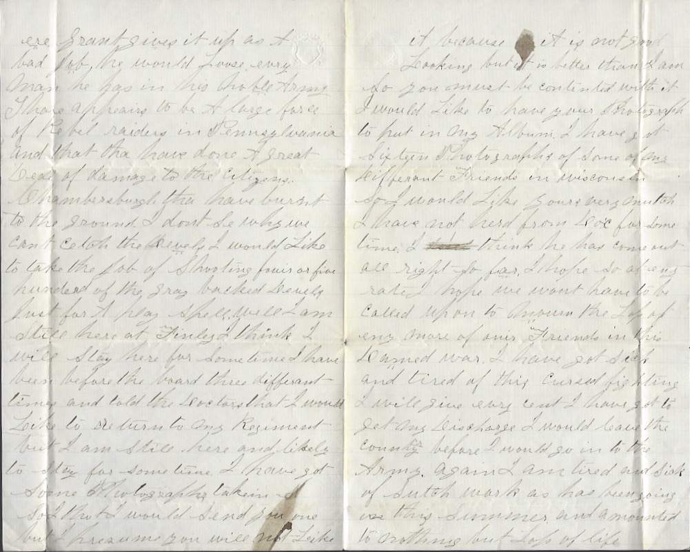 1864 Horace A. Ellis to Hannah (Ellis) Fairbank Spared & Shared 22