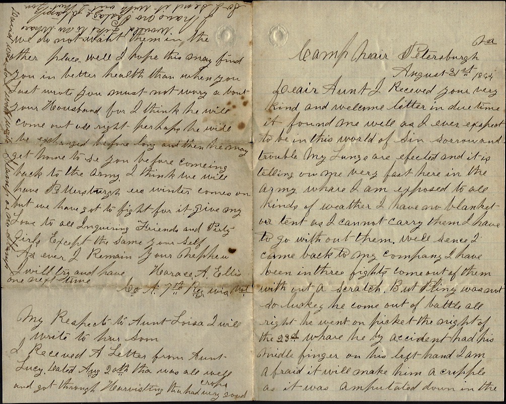 1864 Horace A. Ellis to Hannah (Ellis) Fairbank Spared & Shared 22