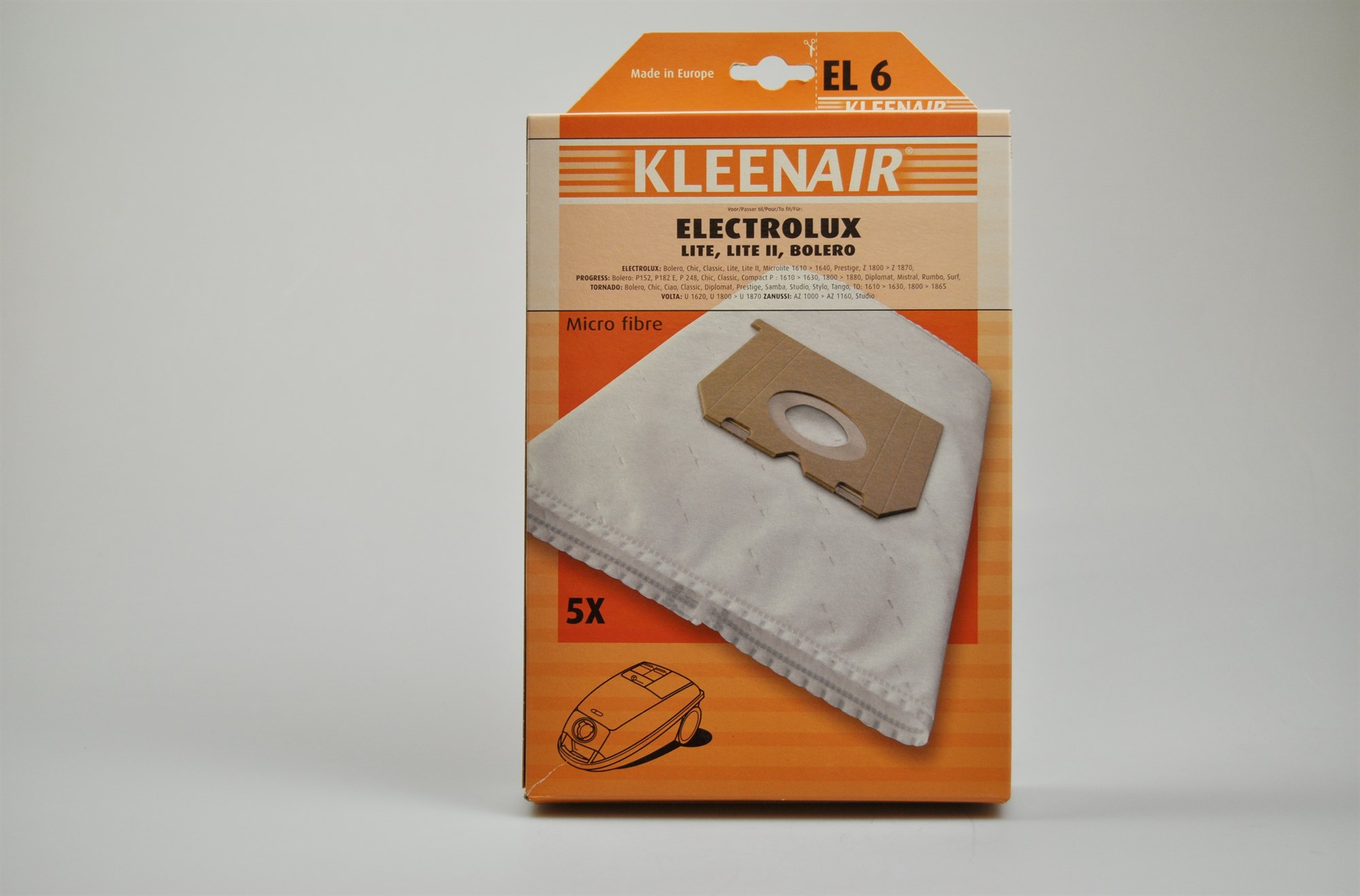 Vacuum cleaner bags, Volta vacuum cleaner Kleenair EL6 Lite