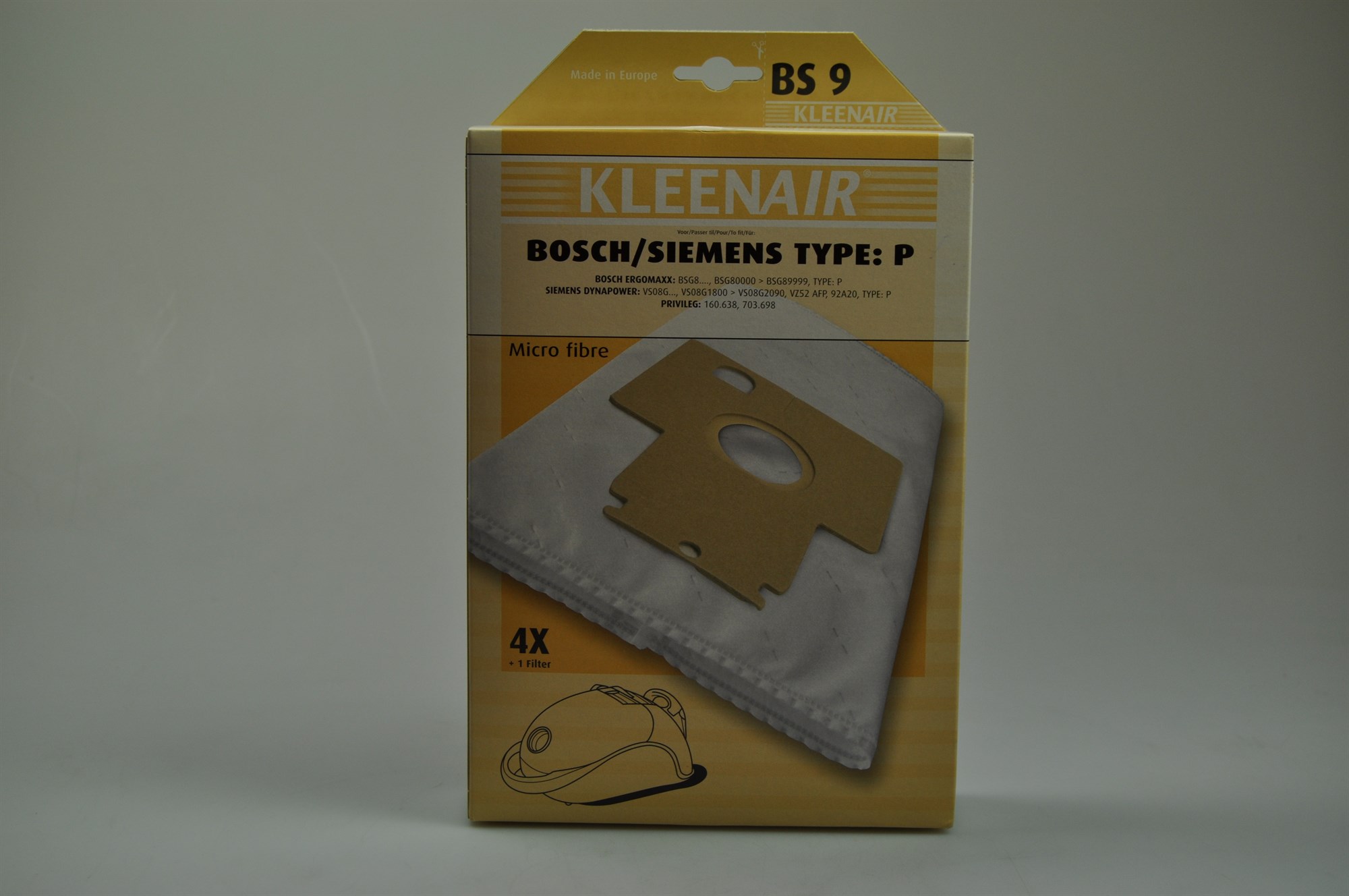 Vacuum cleaner bags, Bosch vacuum cleaner P BS9HPF (type P)