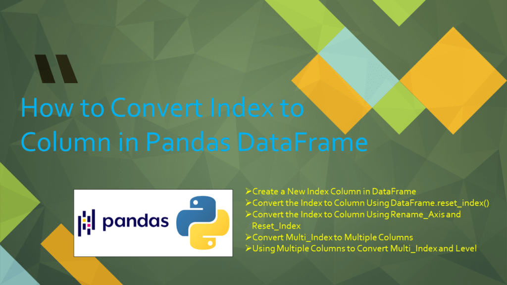 Pandas Convert Index to Column in DataFrame Spark By {Examples}