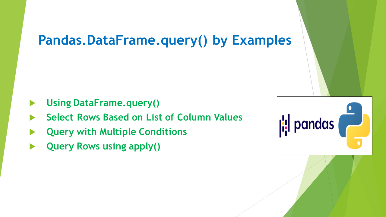 Pandas.DataFrame.query() by Examples Spark By {Examples}