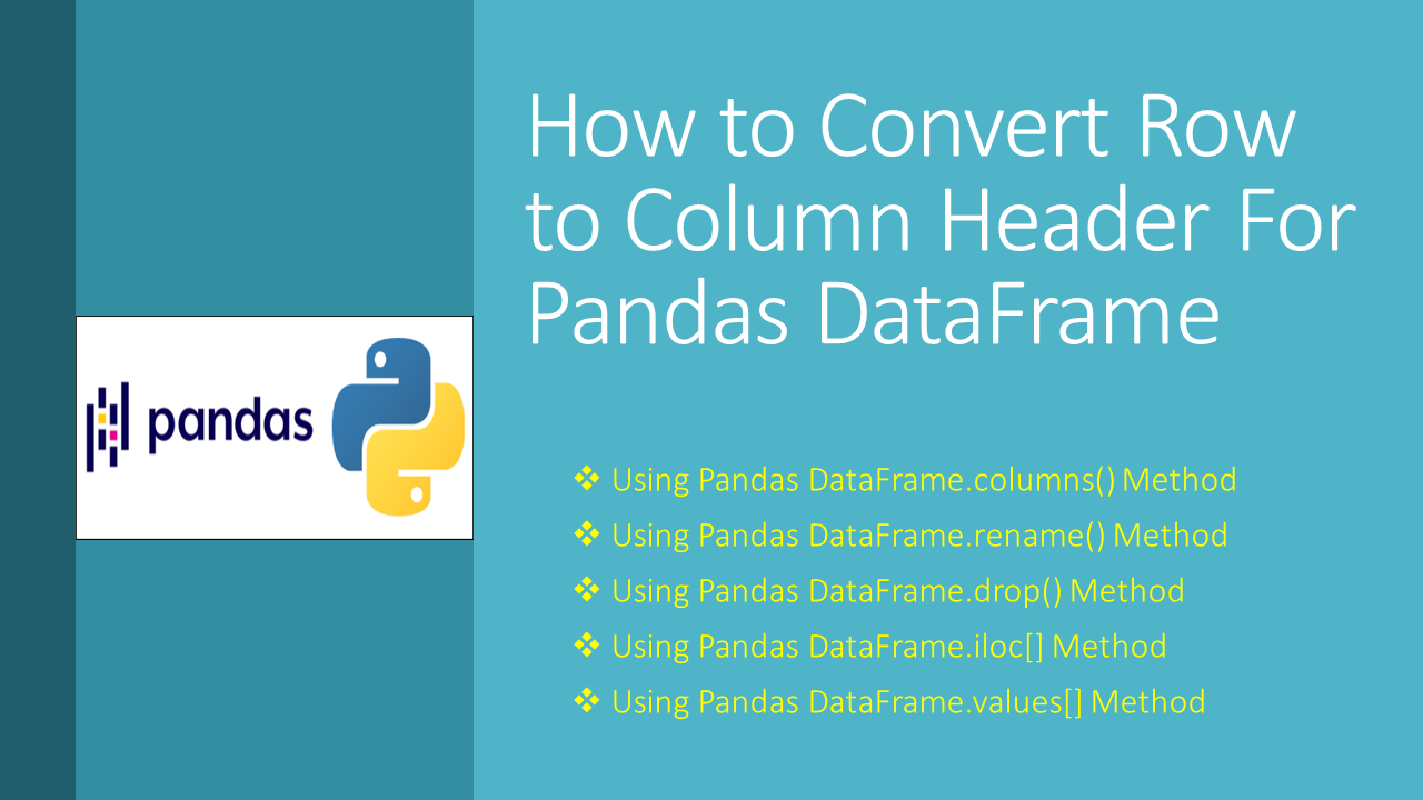 Pandas Convert Row to Column Header in DataFrame Spark by {Examples}