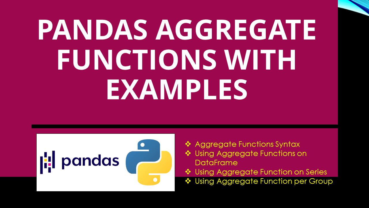 Pandas Aggregate Functions with Examples Spark By {Examples}