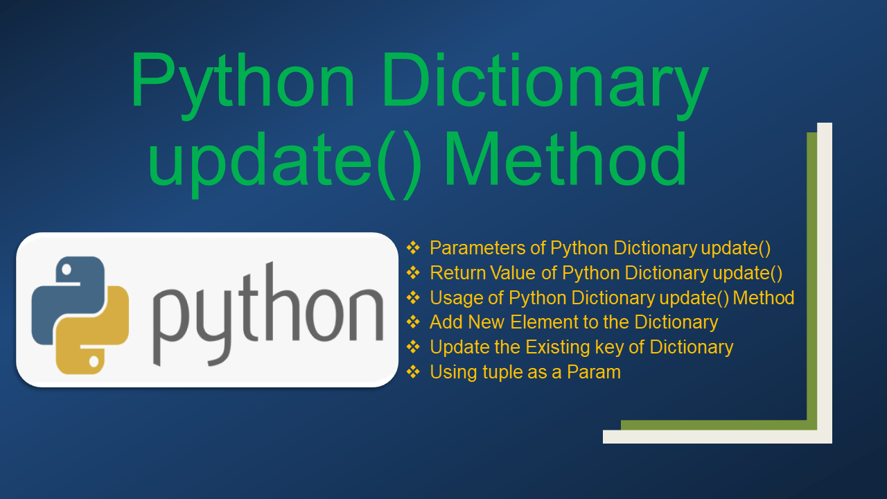 Python Dictionary update() Method