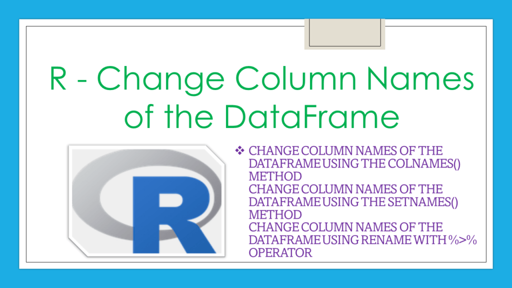 R Change Column Names of the DataFrame Spark by {Examples}