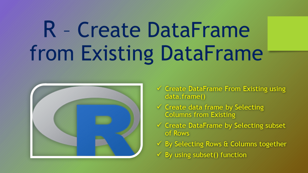 R Create DataFrame from Existing DataFrame Spark By {Examples}