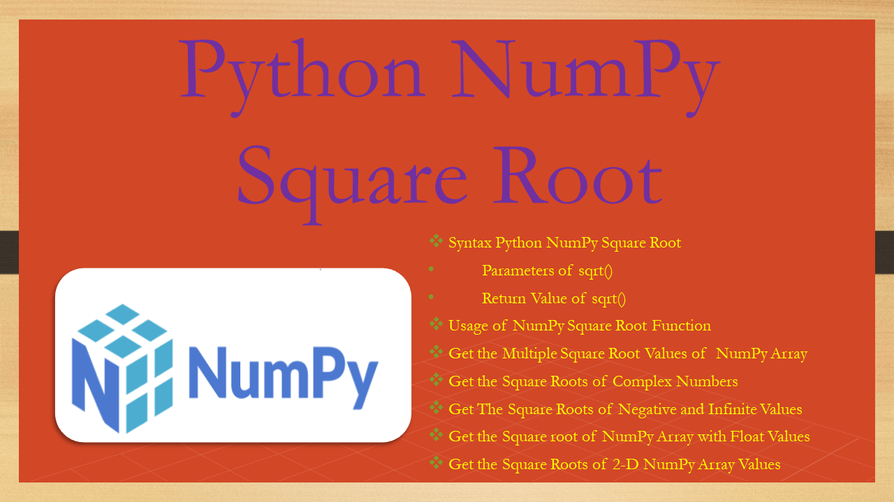 Python NumPy Square Root Spark By {Examples}