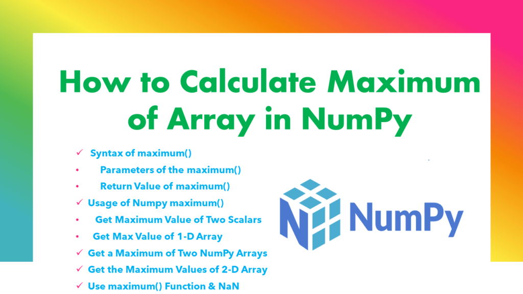 How to Calculate Maximum of Array in NumPy Spark By {Examples}