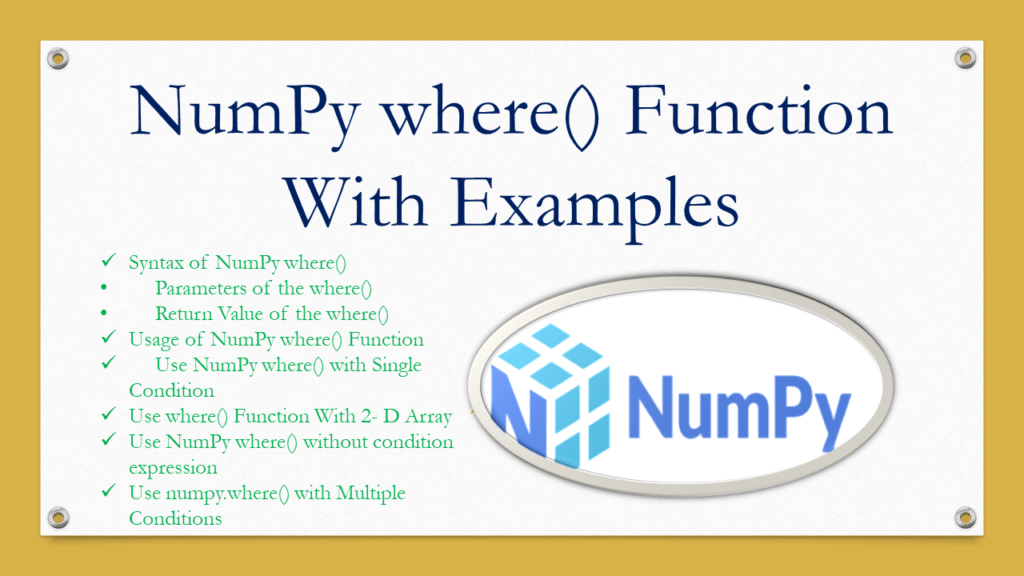 NumPy where() Function With Examples Spark By {Examples}
