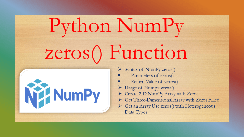 Python NumPy zeros() Function Spark By {Examples}