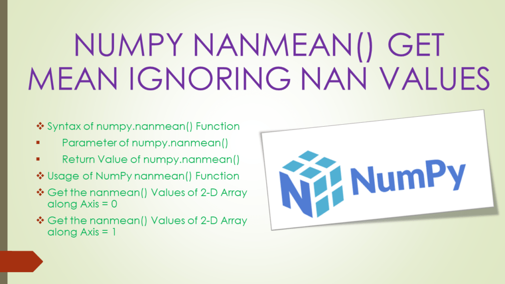 NumPy nanmean() Get Mean ignoring NAN Values Spark By {Examples}
