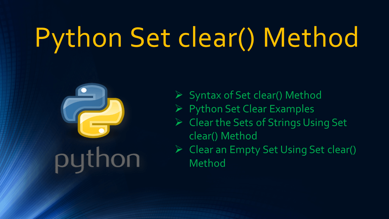Python Set clear() Method Spark By {Examples}