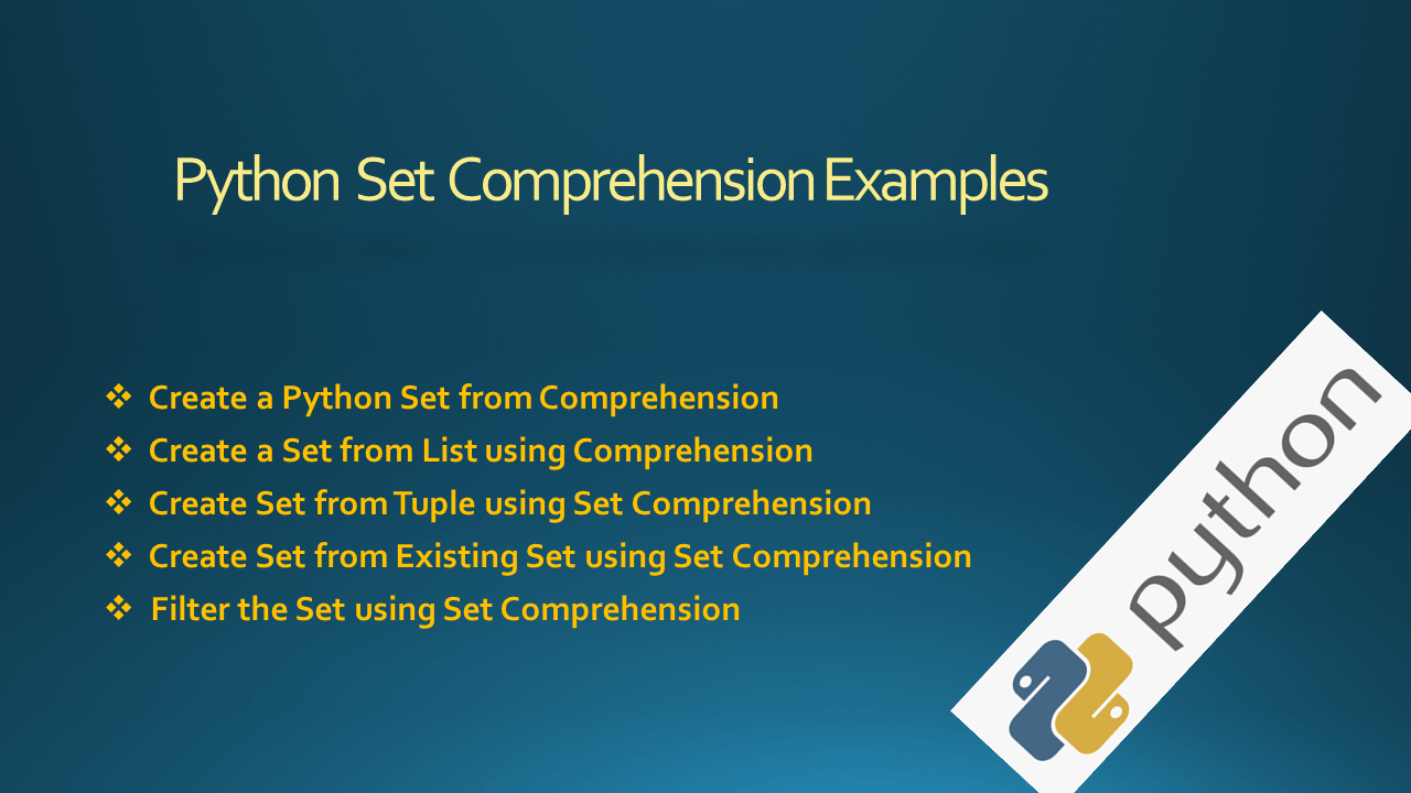 Python Set Comprehension Examples Spark By {Examples}