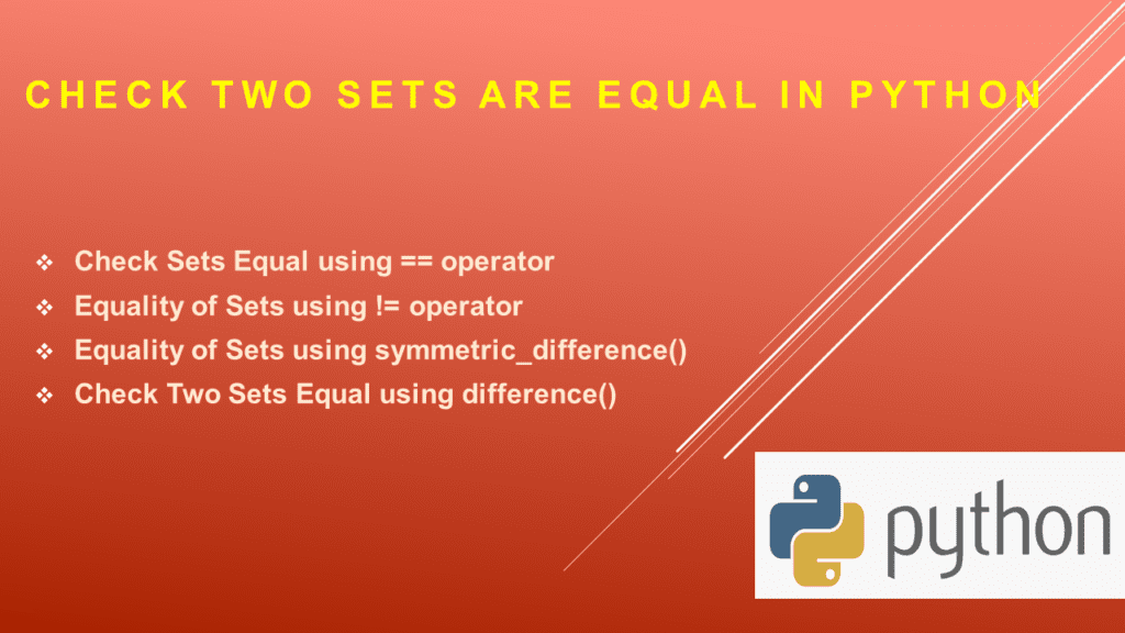 Check Two Sets are Equal in Python Spark By {Examples}
