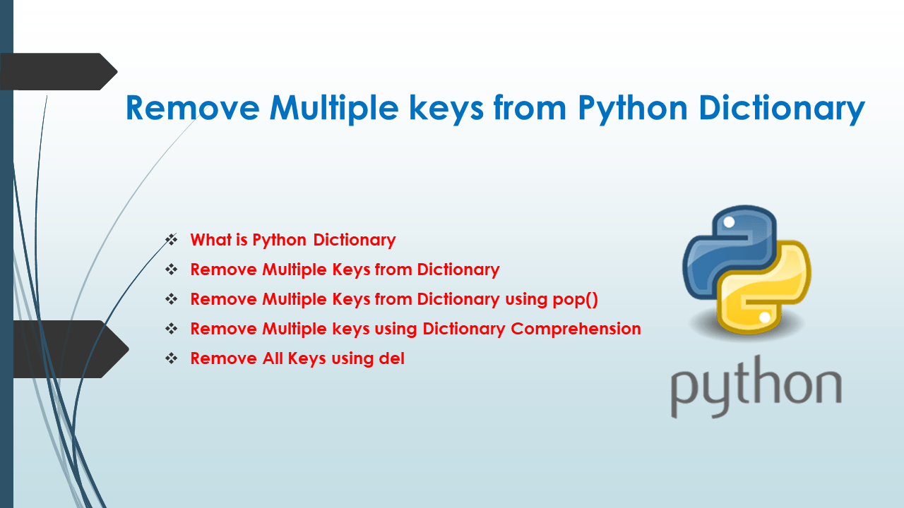 Remove Multiple keys from Python Dictionary Spark By {Examples}