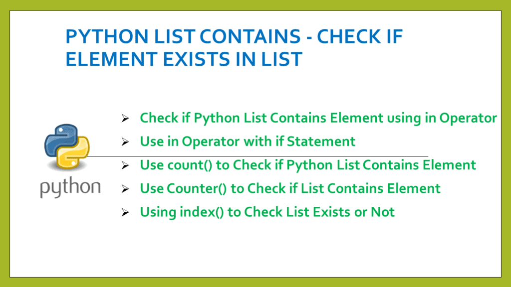 Python List Contains Check if Element Exists in List Spark By