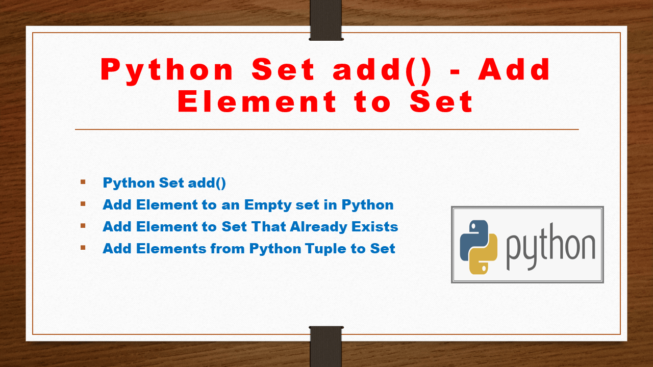 Python Set add() Add Element to Set Spark By {Examples}