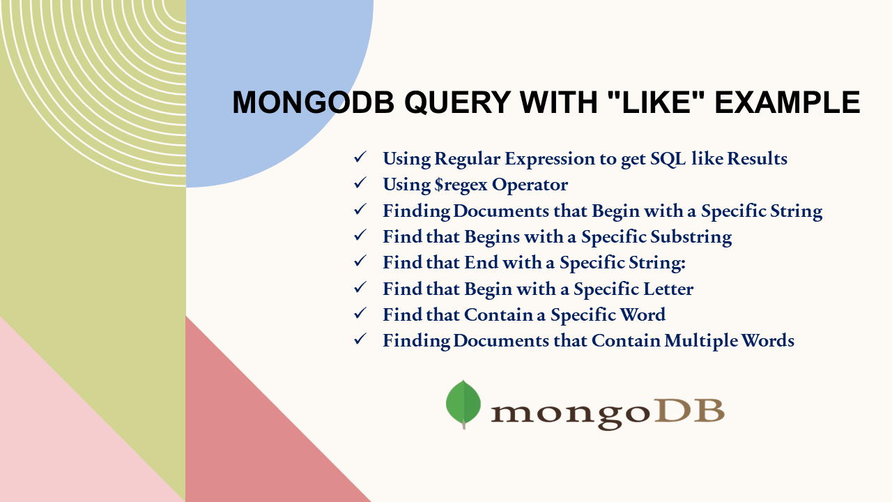 MongoDB Query with "like" Example Spark By {Examples}