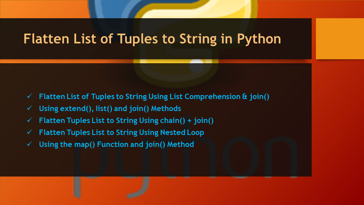 Flatten List of Tuples to String in Python Spark By {Examples}