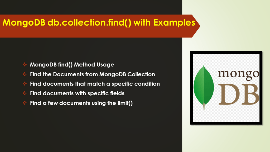 MongoDB db.collection.find() with Examples Spark By {Examples}