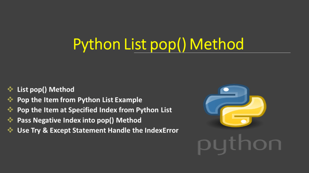 Python List pop() Method Spark By {Examples}