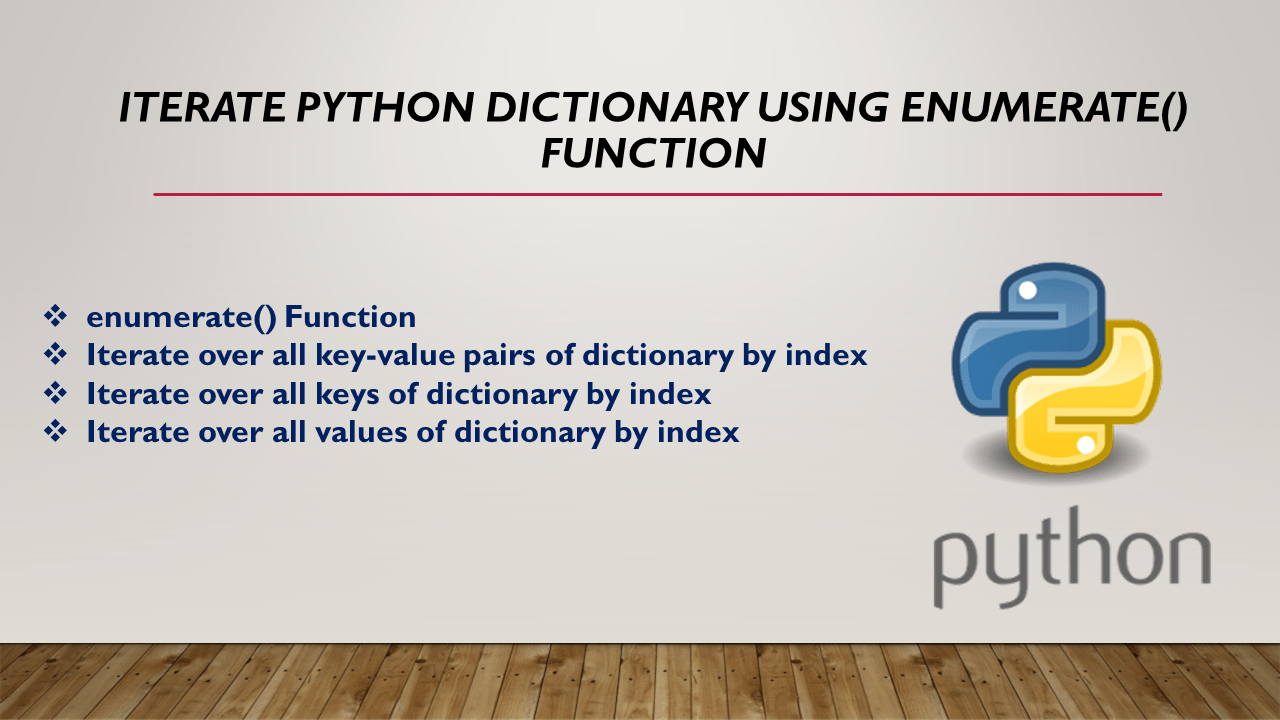 Iterate Python Dictionary using enumerate() Function Spark By {Examples}