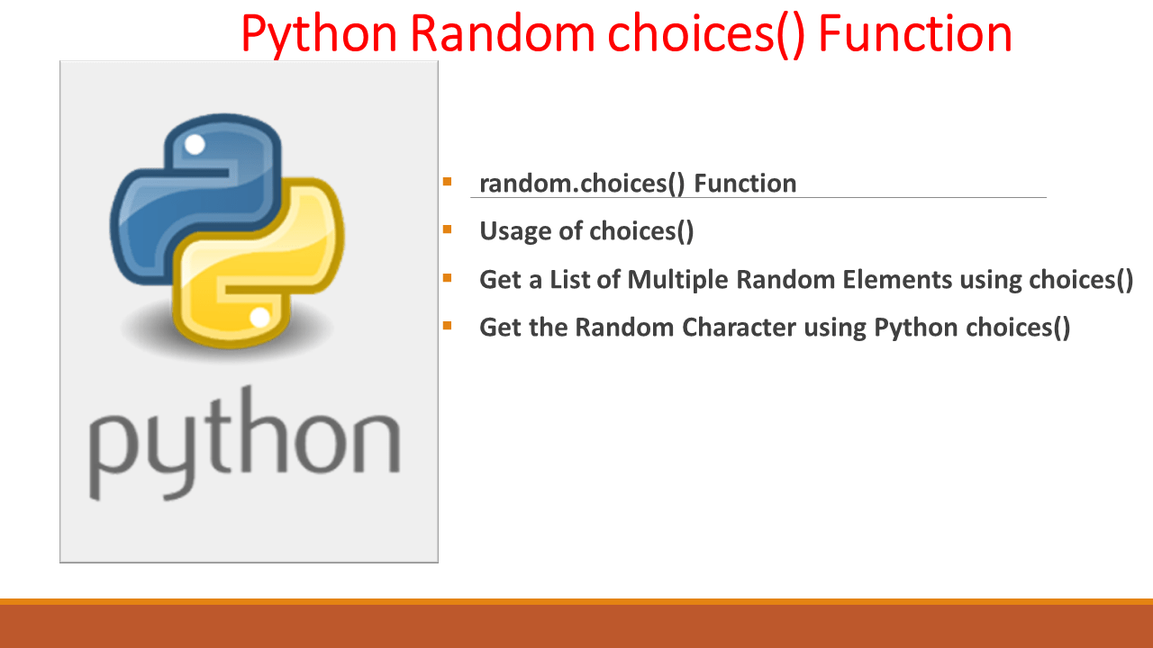 Python Random choices() Function Spark By {Examples}