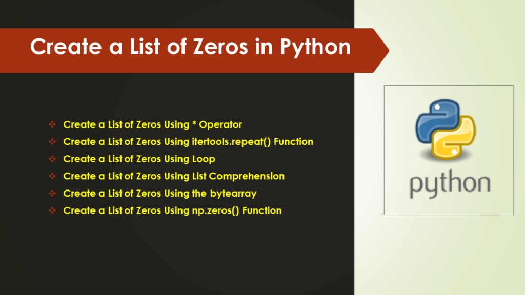 Create a List of Zeros in Python Spark By {Examples}