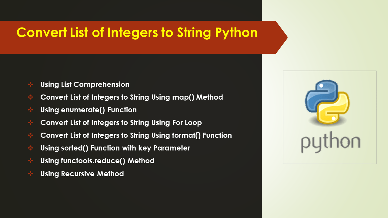 Convert List of Integers to String Python Spark By {Examples}