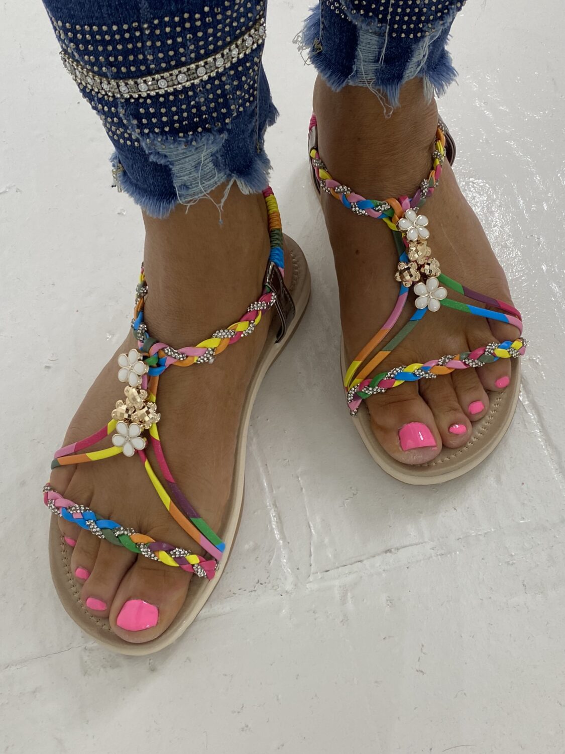 MULTI FLOWER SPARKLE SANDALS Sparkles Boutique
