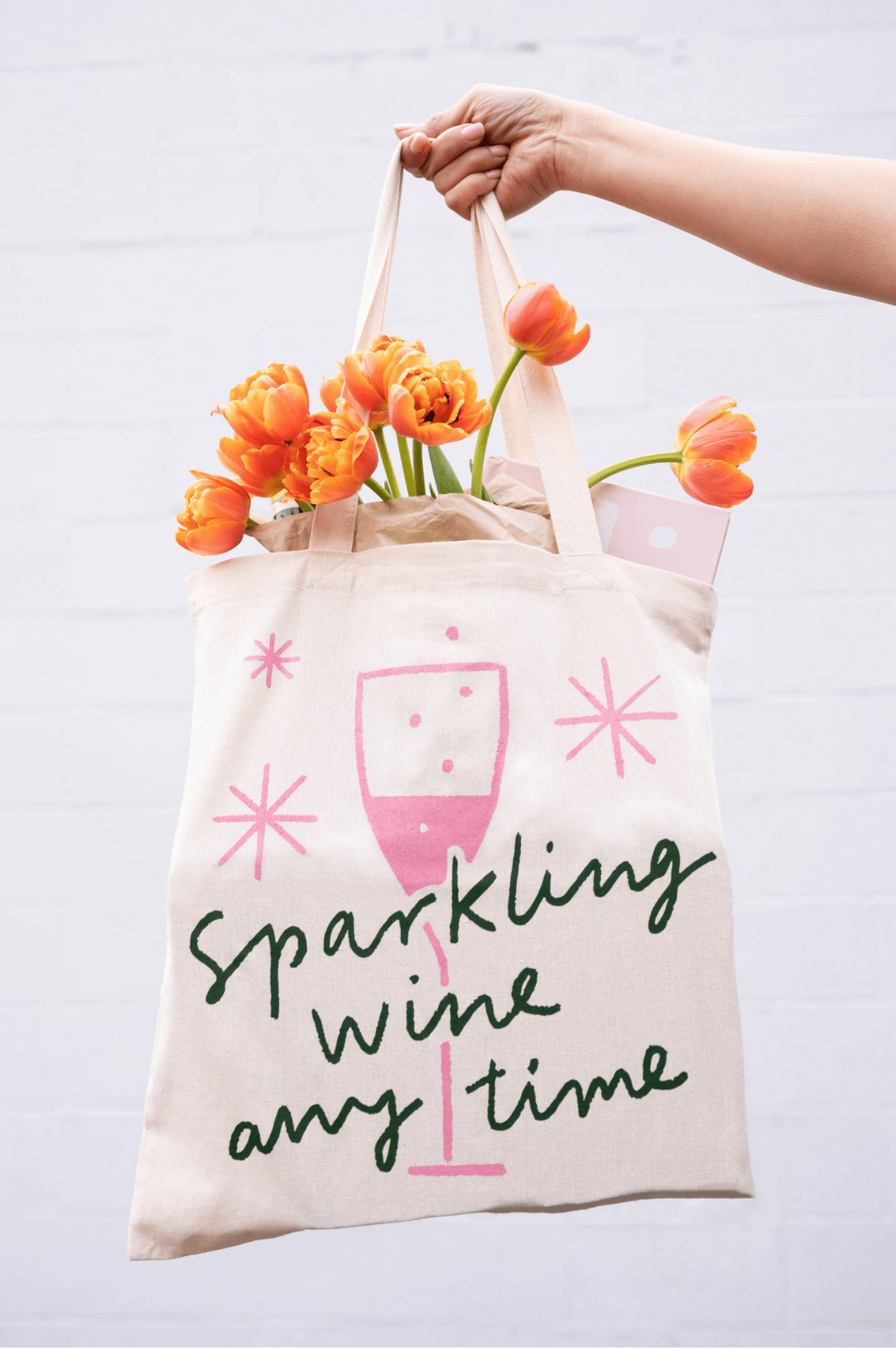 Sparkling Wine Anytime wine glass tote bag Sparkling Wine Anytime