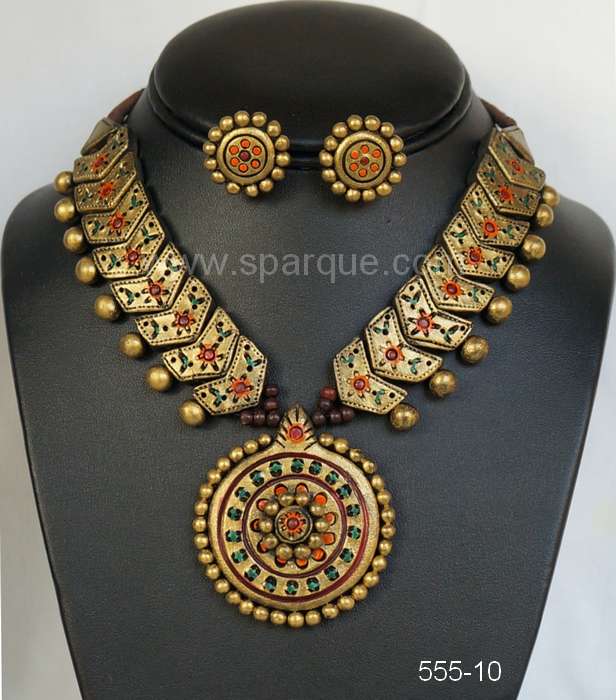 Terracotta Jewelry necklace sets with earrings handmade from Clay