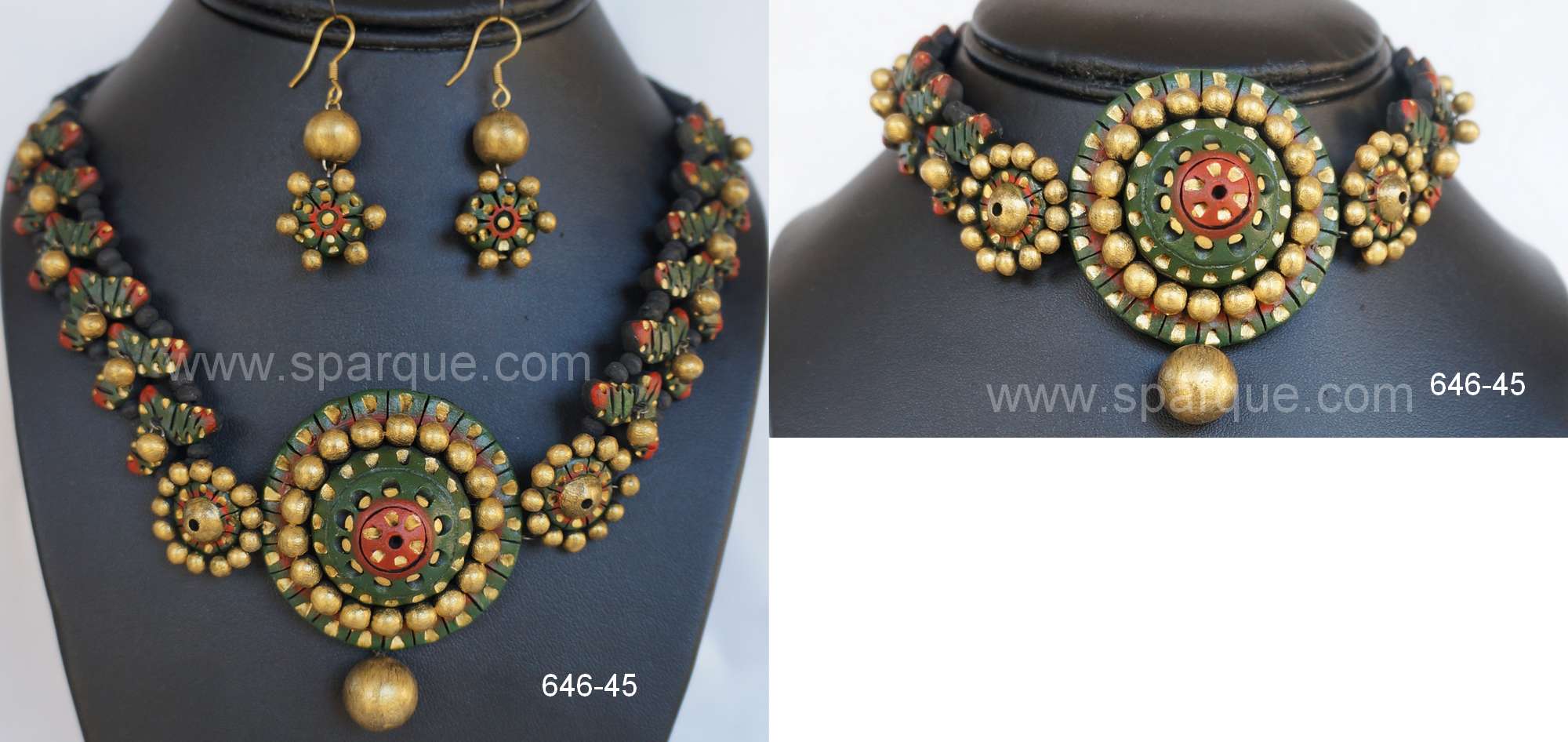 Terracotta Jewelry necklace sets with earrings handmade from Clay