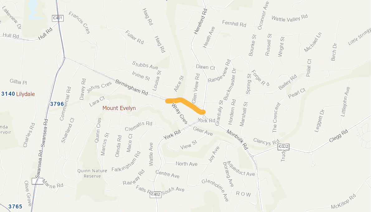 Birmingham Road, Mount Evelyn 04174910VICRTR Infrastructure