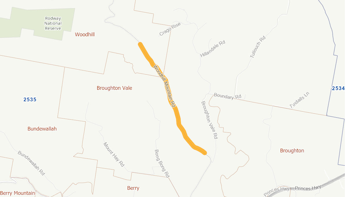 Woodhill Mountain Road Broughton Vale 05015813NSWRTR