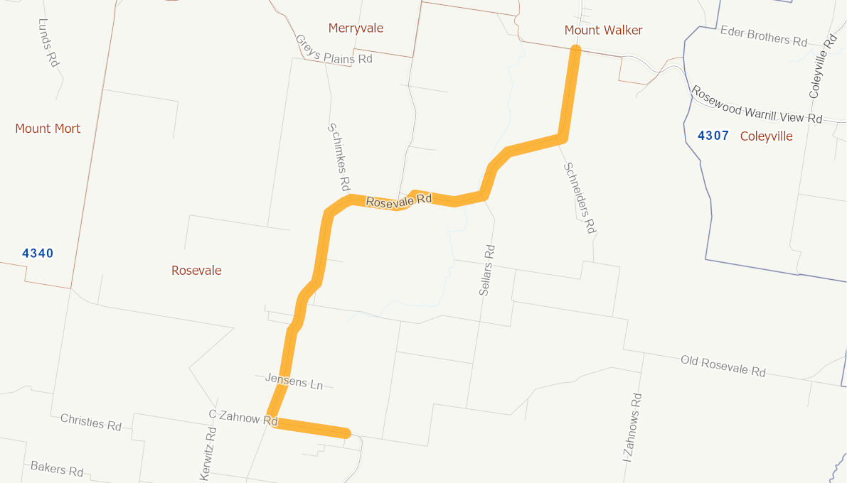 Rosevale Road, Rosevale (Rural Road) 05135113QLDRTR