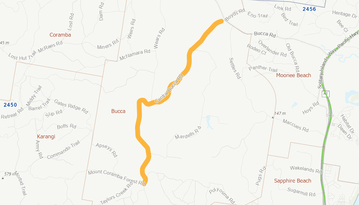 Central Bucca Road, Bucca (Rural Road) 05205014NSWRTR