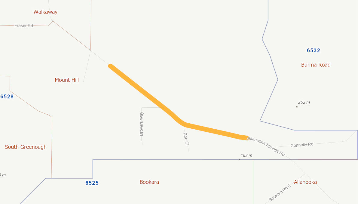 Allanooka Springs Road Mount Hill (Rural Road) 05732615WARTR