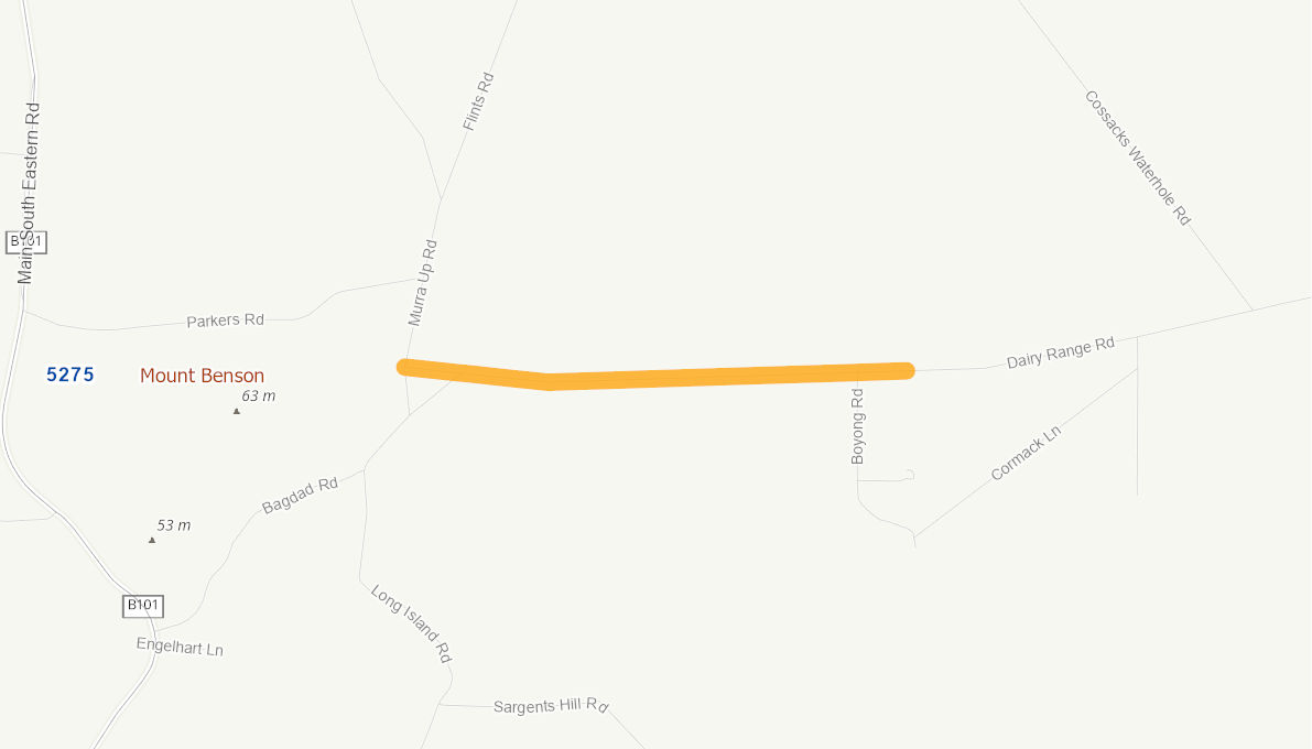Dairy Range Road (Rural Road) 09262217SARTR Infrastructure