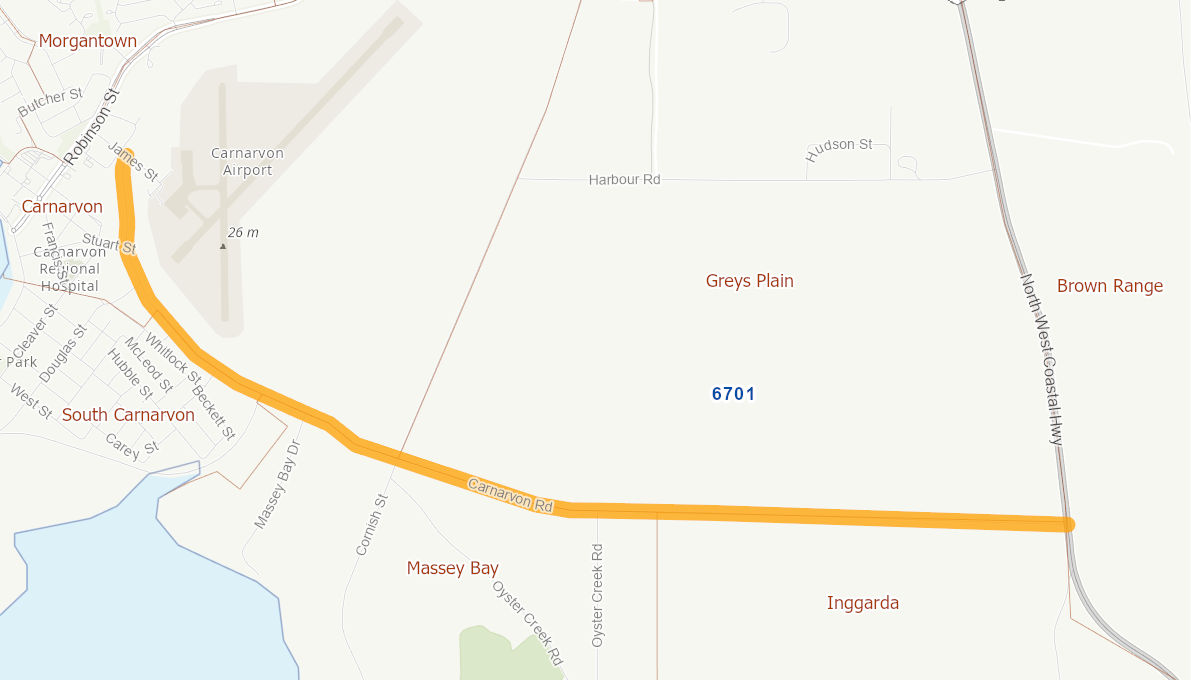 Carnarvon Road, Carnarvon (Formerly HMAS Sydney II Memorial Drive