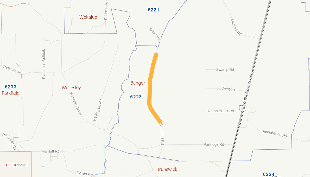 Campbell Road (rural road) 10333919WARTR Infrastructure