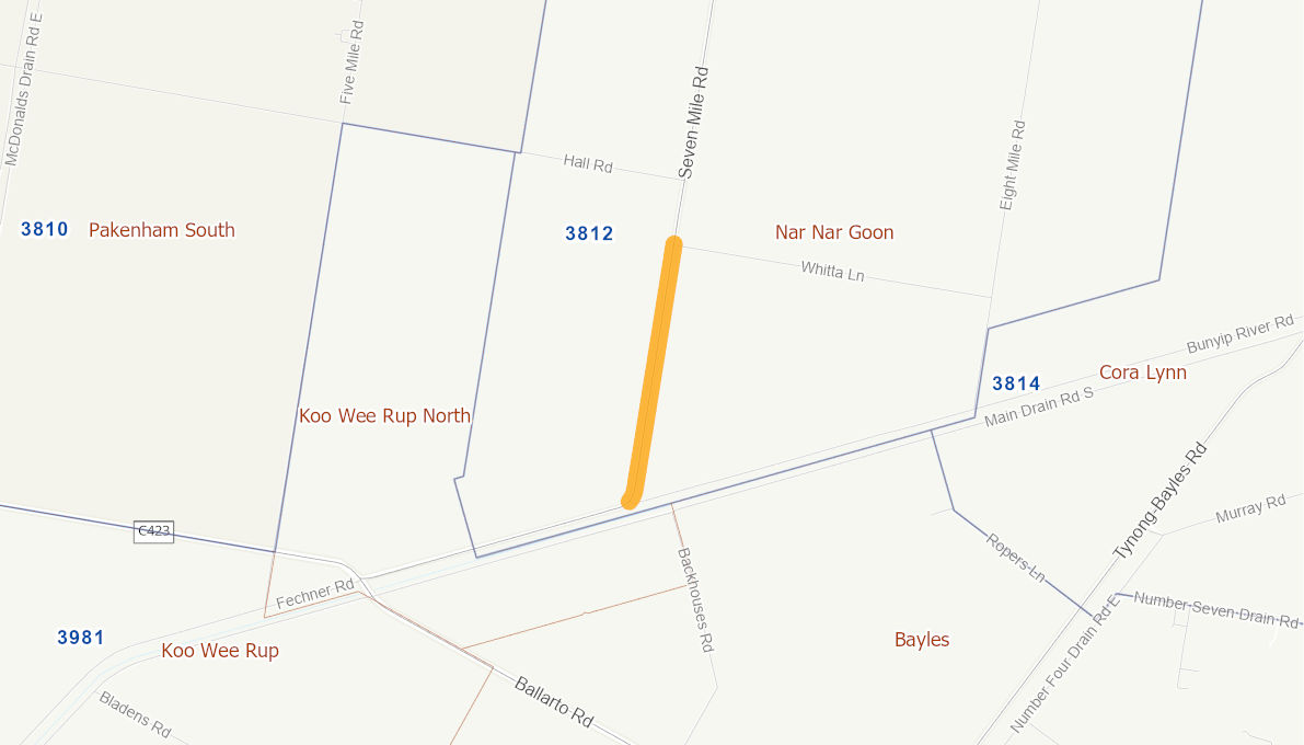 Seven Mile Road, Nar Nar Goon 10360919VICRTR Infrastructure