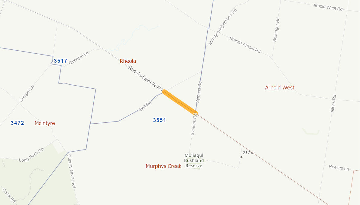 Rheola Llanelly Rd (Rural Rd) 10380619VICRTR Infrastructure