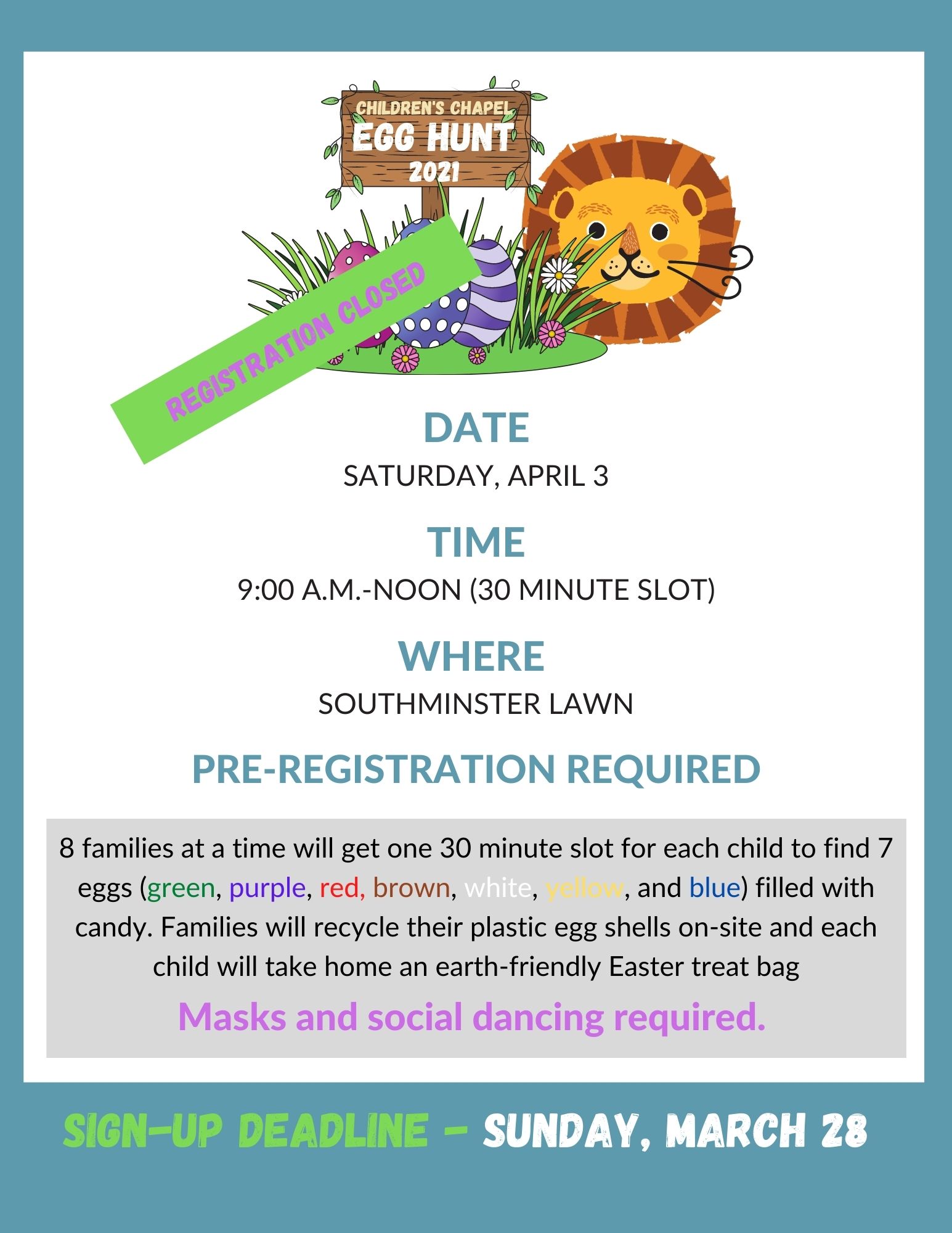 Hunt registration closed Southminster Presbyterian Church