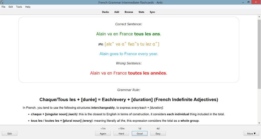 French Grammar Intermediate Flashcards (B1&B2) SPEAKADA