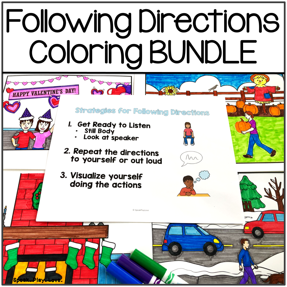 Following Directions Speech Therapy Activities Plus a Free Download Speak. Play. Love